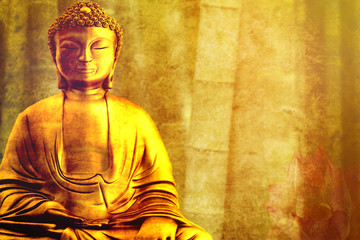 The figure of a Buddha in a position to meditate - obrazy, fototapety, plakaty