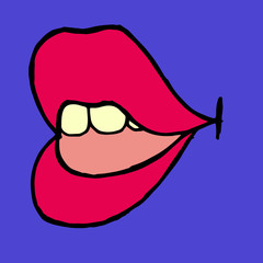 Vector image.Close-up abstract female lips.Design for greeting card, wrapping paper, backgrounds, clothes print.