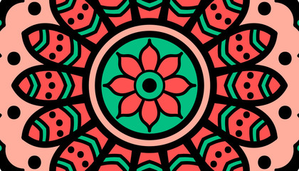 Ethnic Mandala Ornament. Arabic, Pakistan, Moroccan, Turkish, Indian, Spain motifs