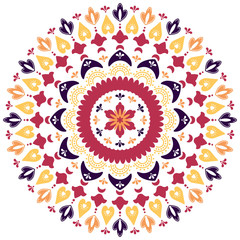 Abstract floral ornament mandala. Folk decorative element vector illustration