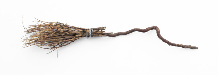 old witch's broom isolated on white background