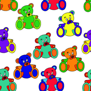  Vector image.Abstract multicolored toy bear. Cover design, print for textile, children’s clothing.