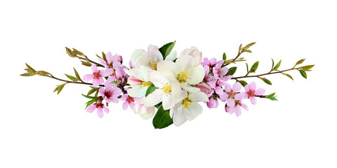 Fototapeta na wymiar Spring arrangement with apple and almond flowers
