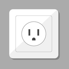 White socket on the wall vector isolated. Electric appliance