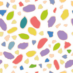 Seamless pattern. Colored painted pieces on a white background. Vector hand drawing