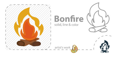 fire flat, solid, line icon
