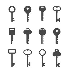 Keys silhouettes vector set collection