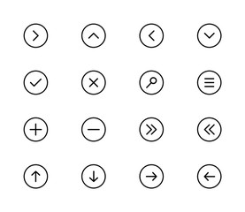 Control UI Pixel Vector Thin Line Arrows Icons for Web Graphics and Apps. Simple Minimal Pictogram.