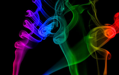 A background with smoke of red, blue and black colors