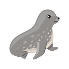 Cheerful seal cartoon character on white background