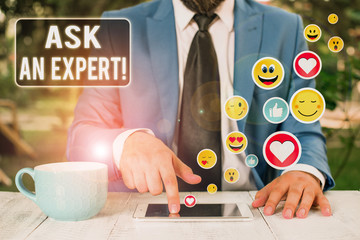 Text sign showing Ask An Expert. Business photo text confirmation that have read understand and...
