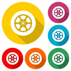 Film reel icon isolated with long shadow