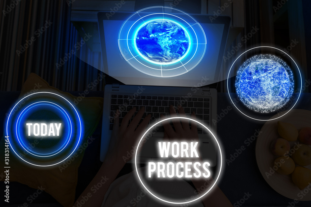 Fototapete word writing text work process. business photo showcasing standard procedures how to handle a partic