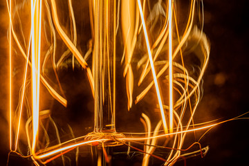 light bulb filaments close up