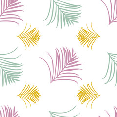 Vector seamless pattern background with palm leaves.