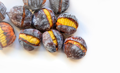 Bunch of roasted chestnuts