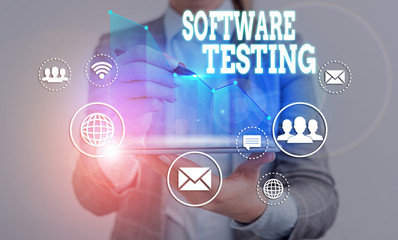 Word writing text Software Testing. Business photo showcasing evaluate the functionality of a...