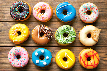 Various colorful donuts