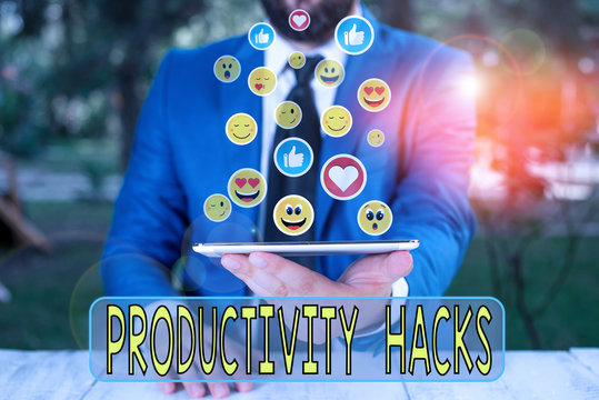 Handwriting text writing Productivity Hacks. Conceptual photo tricks that you get more done in the same amount of time