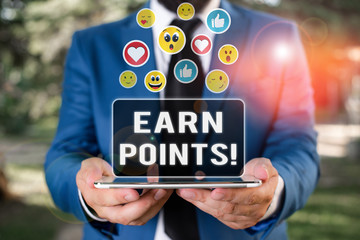 Handwriting text Earn Points. Conceptual photo collecting scores in order qualify to win big prize