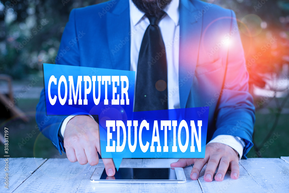 Poster word writing text computer education. business photo showcasing gaining basic knowledge and skills t