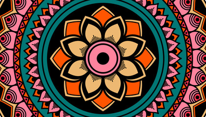 Ethnic Mandala Ornament. Arabic, Pakistan, Moroccan, Turkish, Indian, Spain motifs