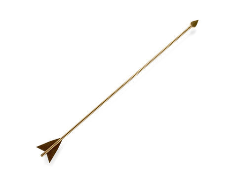 Golden medieval arrow 3d rendering