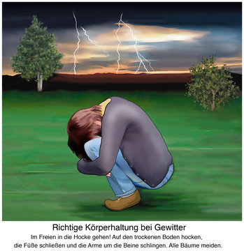 Richtige K&ouml;rperhaltung bei Gewitter