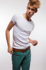 Fototapeta premium Handsome young elegant man studio portrait.