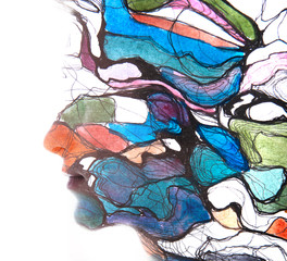 Paintography. A portrait combined with an illustration