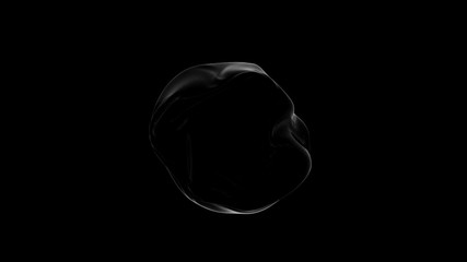 3d render of black abstract sphere silhouette shape with soft wave movement on black background. Seamless loop animation. - Powered by Adobe