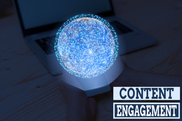 Handwriting text writing Content Engagement. Conceptual photo action a user takes on a given piece of content Elements of this image furnished by NASA