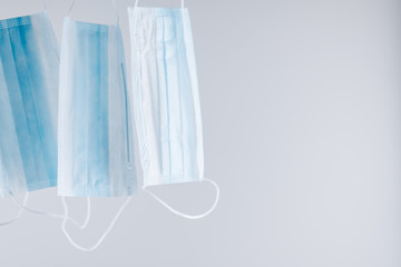 medical disposable mask on gray background