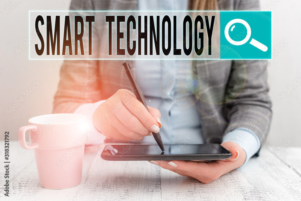 Poster conceptual hand writing showing smart technology. concept meaning used to protect and prevent errors