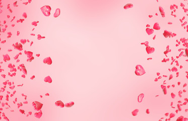 Red falling hearts Valentine day background