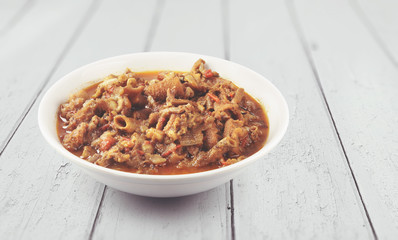 Indian traditional food goat intestine gravy