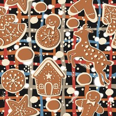 Gingerbread cookie seamless background
