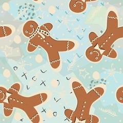 Gingerbread cookie seamless background. Creative Design.