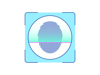 Fingerprint recognition, icon. Biometric scanning system for finger, interface of person identification.