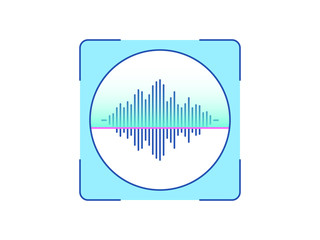 Voice recognition, icon. Biometric scanning system for human speech, interface of person identification