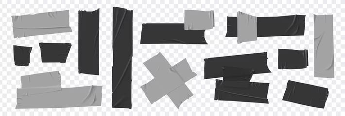 Foto op Canvas Set masking tape. Torn tape. Vector realistic black adhesive and grey masking tape pieces. Isolated vector illustration © inroad