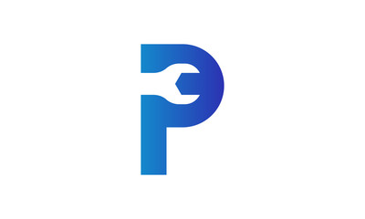 Lettering P for repair logos icon