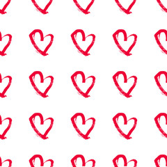 Seamless pattern with hand drawn hearts