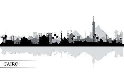 Cairo city skyline silhouette background - obrazy, fototapety, plakaty