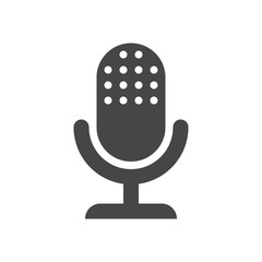 Microphone icon flat design. Vector illustration isolated on white background.
