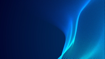 Dot blue wave light screen gradient texture background. Abstract technology big data digital background. 3d rendering.