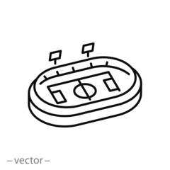 stadium soccer icon, sport arena, venue tournament, thin line web symbol on white background - editable stroke vector illustration eps10 © Yurii