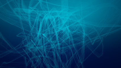 High tech blue wave dark background. Abstract technology big data digital background. 3d rendering.