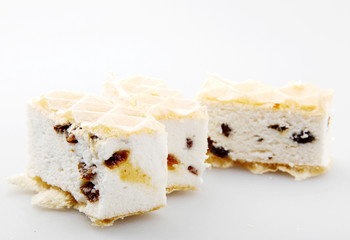 Halva With Raisin And Caramel Isolated On White Background