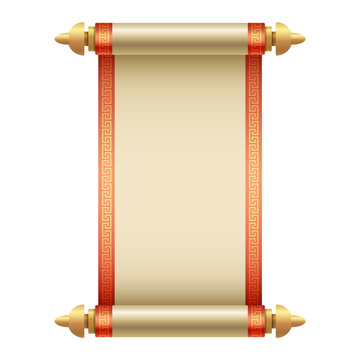Ancient Chinese scroll illustration with place for your text. Eps10 vector illustration.